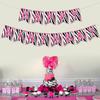 Zebra Birthday Decorations Pink Pre-Strung Zebra Happy Birthday Banner Wildlife Zebra Print Party Supplies for Safari Jungle Theme Bday Party