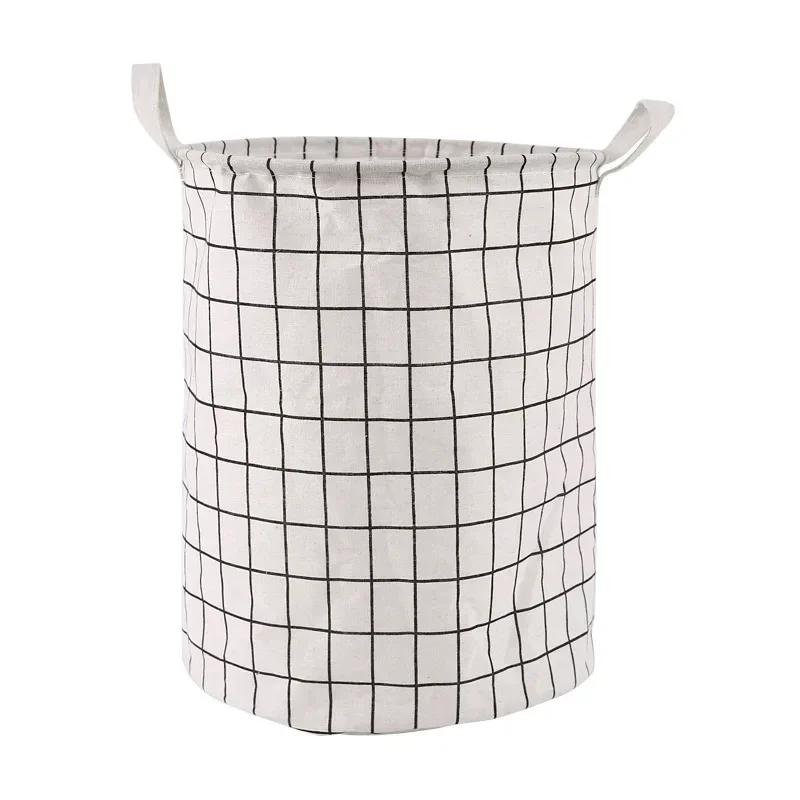 

Large Capacity Foldable Laundry Hamper Home Clothes Toys Storage Basket Laundry Basket Cotton Linen Waterproof Organizer Bucket белый
