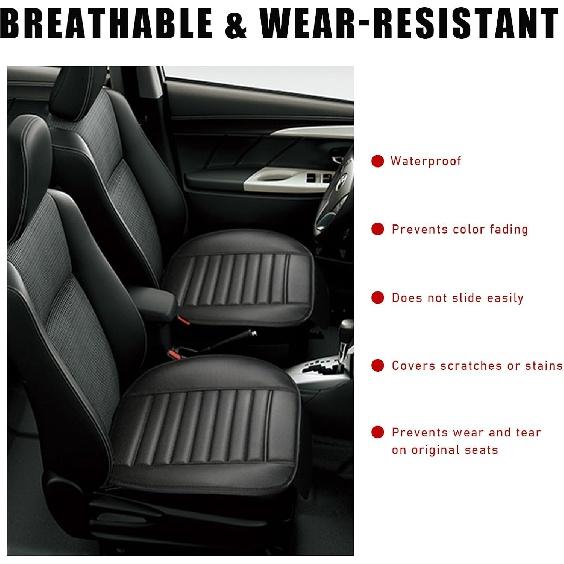 2-teiliges Autositzbezug-Set für die Vordersitze, atmungsaktiver Lederkissenschutz, rutschfester Fahrersitz gepolstert mit Aufbewahrungstaschen, universelles Auto