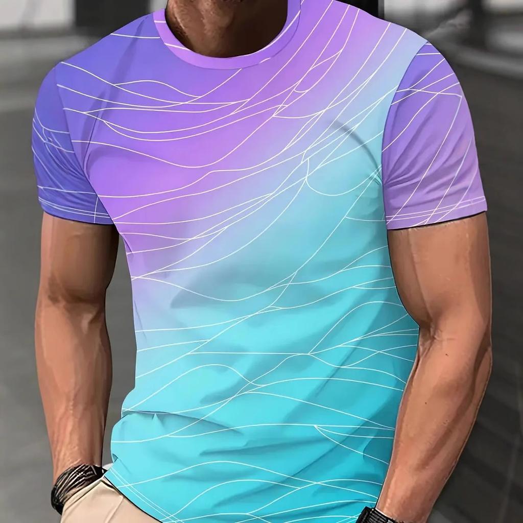 Summer Fashion Sports Men's T-Shirts 3D Geometric Print Loose Comfortable Daily Casual O-Neck Size Short Sleeve T-shirts