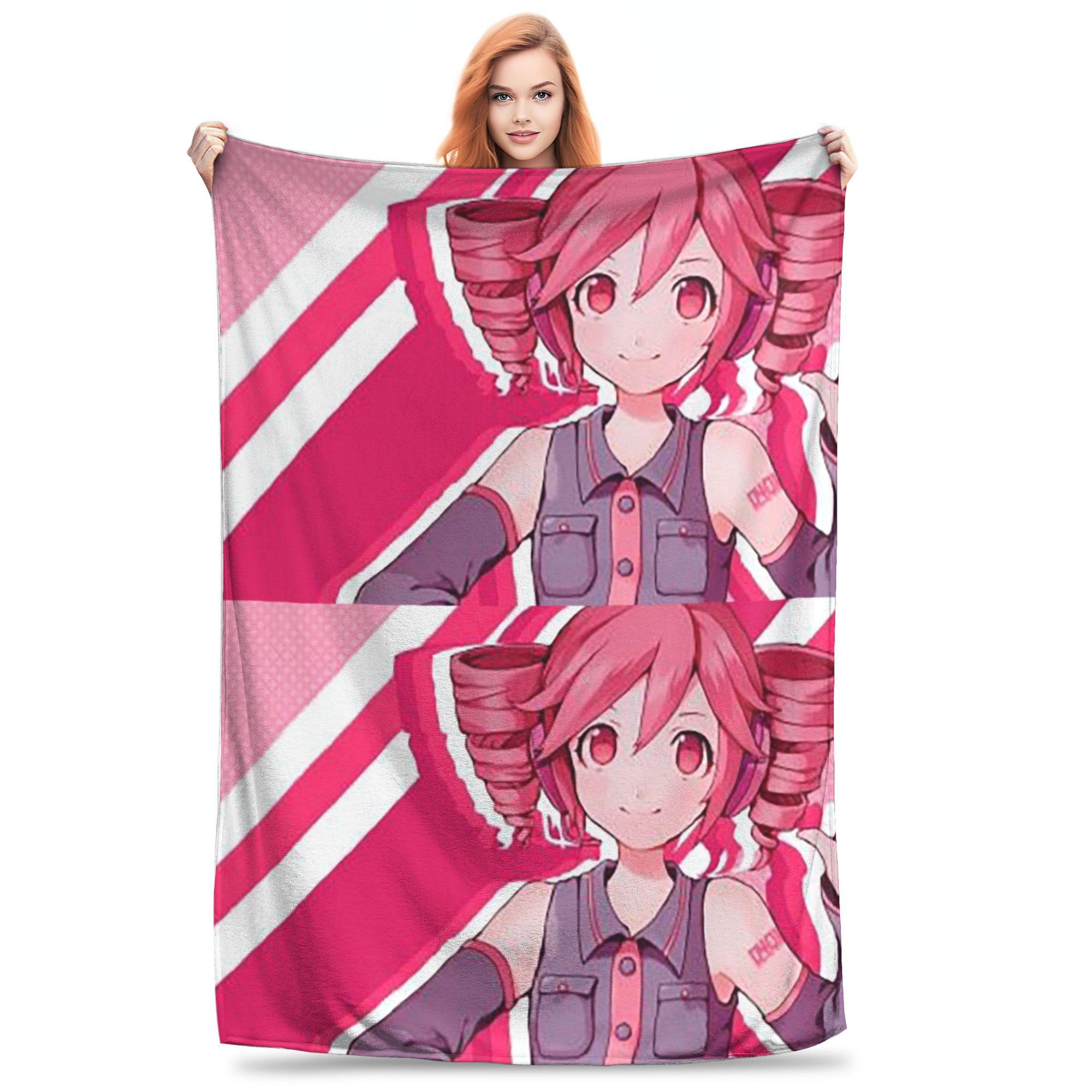 

Flannel Throw Blanket Kasane Teto Flags Cute Manga Warm Plush Blankets Soft Bedspread for Bed Living room Home Picnic Sofa 80x120cm