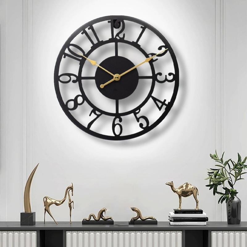 Industrial Themed 12Inch Rusts Resistant Metal Wall Clock Quiet Not Ticking Movement For Home Office Cafes Decoration