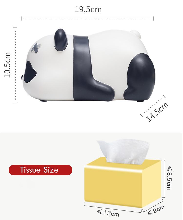 Cartoon Panda Tissue Box Holder Resin Animal Ornament Panda Decoration Statue Facial Paper Organizer Dispenser Tissue Case