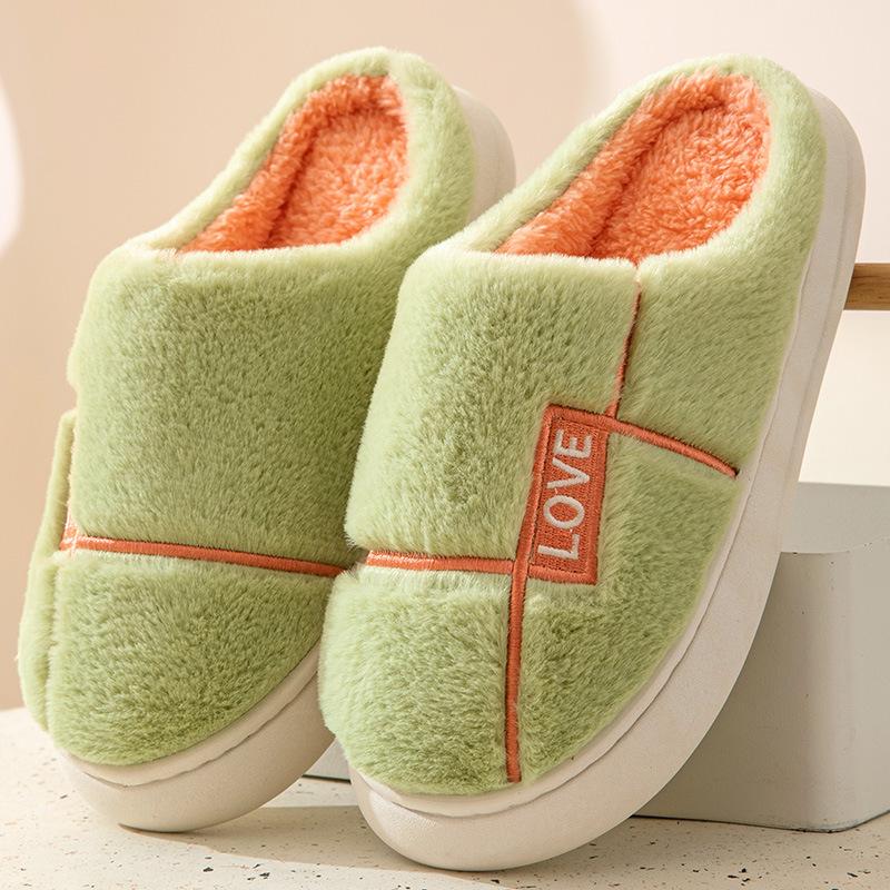 

Модные хлопковые тапочки для дома осенне-зимняя хлопковая обувь для дома теплые домашние плюшевые тапочки женская обувь обувь для женщин 44-45fit26.5cm-27cm зелёный