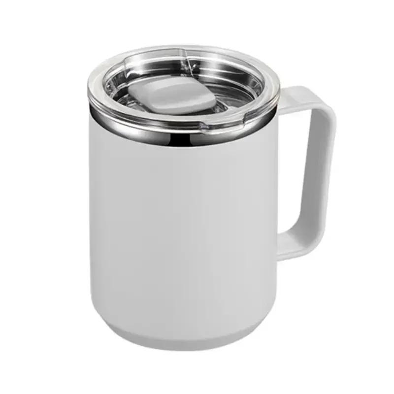 1PC 450ML Coffee Cup with Handle Lid Straw Insulated Cup Vacuum Stainless Steel Double Layer Large Capacity Portable Traveling
