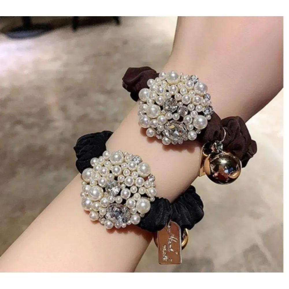 Women s Retro Pearl Headband Daily Point Hairband Accessory brown