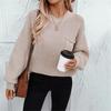 Solid Color Pocket Pullover Women's Sweater Autumn And Winter New Casual Round Neck Long Sleeve Knitted Sweater