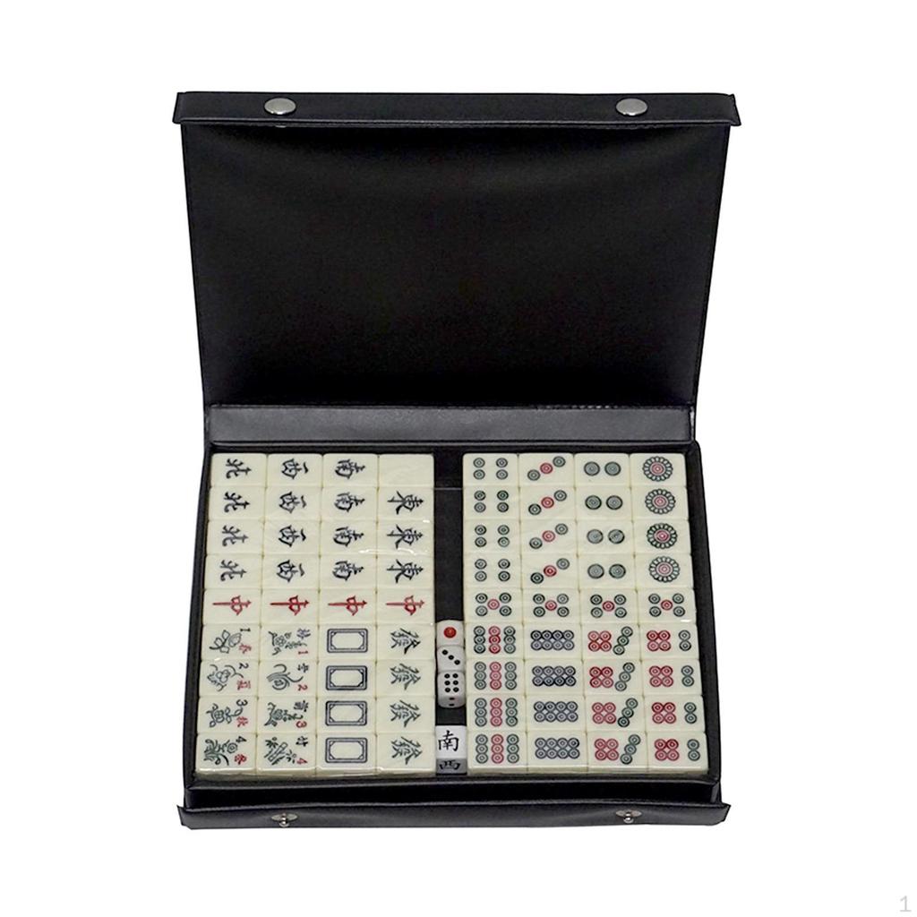 Chinese Mahjong Game Set with Carrying Travel Case 144 Tiles Fuuny Board