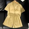 Solid Color Light Luxury French Ice Silk Pajamas Women'S Summer Fashion Short-Sleeved Loungewear Set