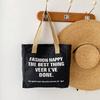 Letter Print Shopping Canvas Bag Large Capacity Casual Lightweight Handbag Women Shoulder Bag, Back To School Campus Schoolbag