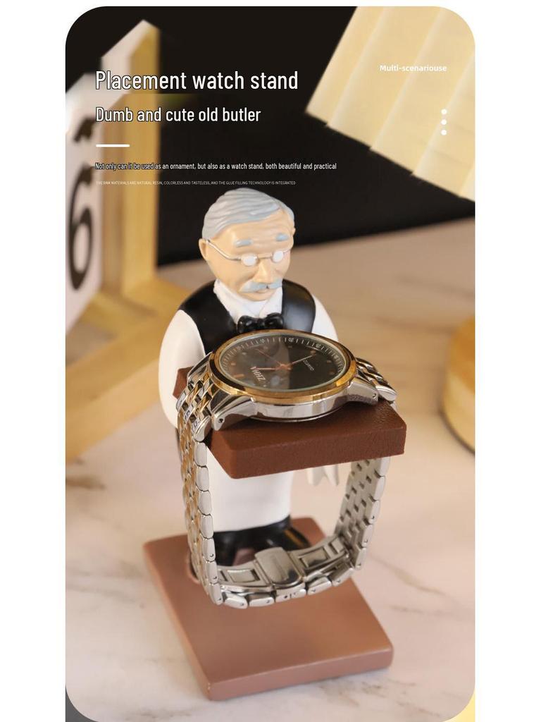 Resin Butler Watch Stand - Cartoon Old Man Desktop Ornament