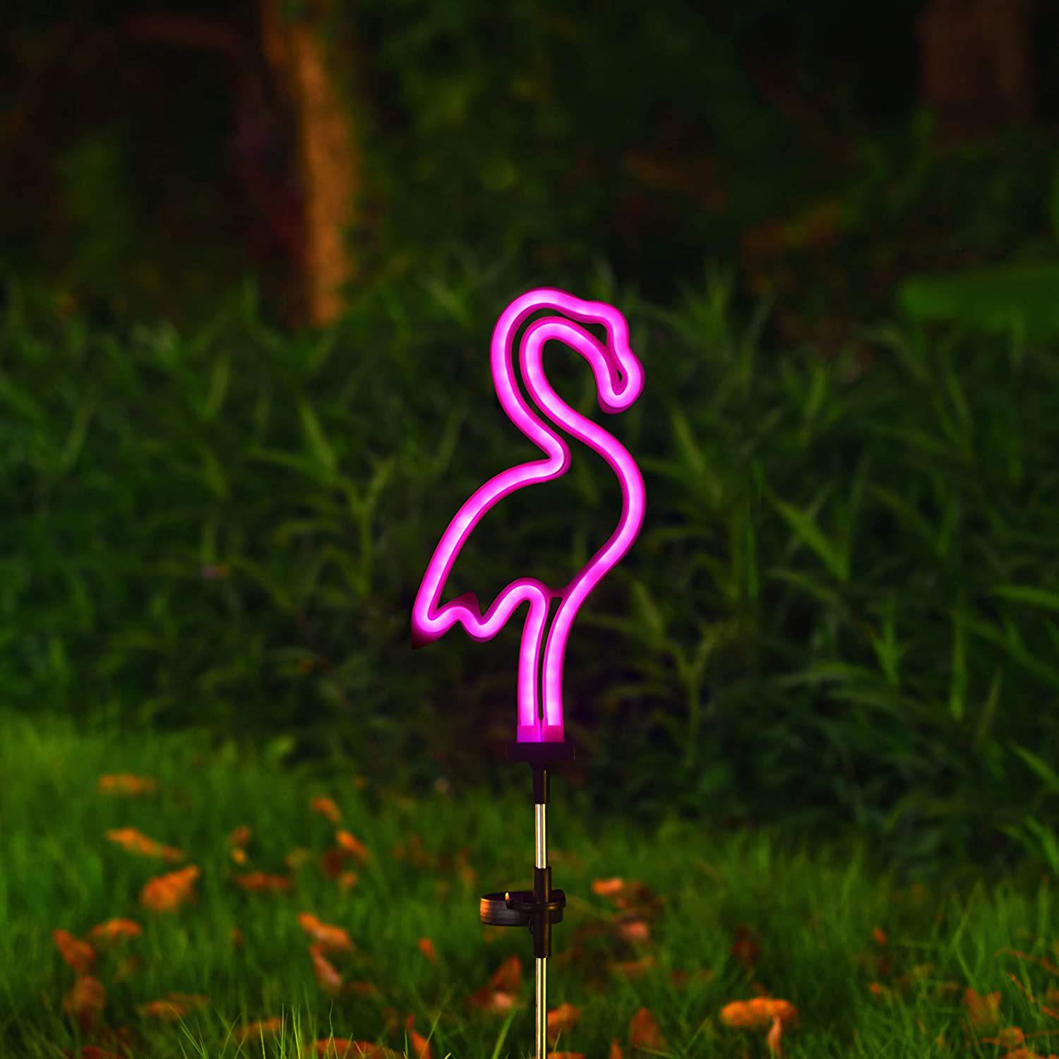 Cross-Border Flamingo Solar Neon Lawn Light: Garden Courtyard Decoration for Christmas.