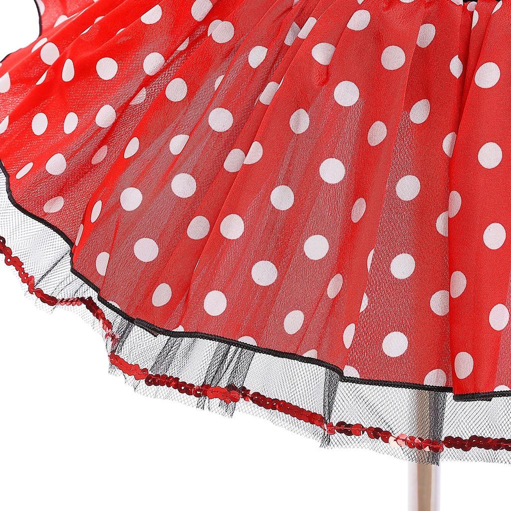 Dressy Daisy Minnie Mouse Halloween Costume for Girls, Kids, Polka Dot Skirt, Short Sleeves, Bow Tie, and Headband, Size 90, Ages 12-24 Months