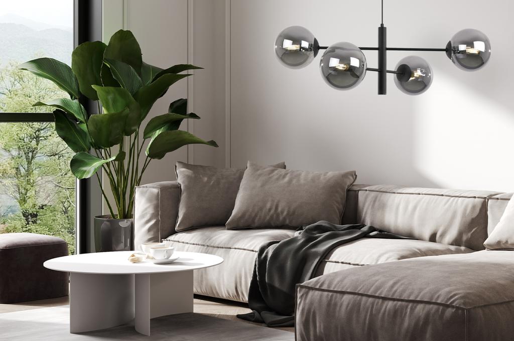 Vicenza Black Hanging Lamp 4-Flat Graphite Lampshade E14