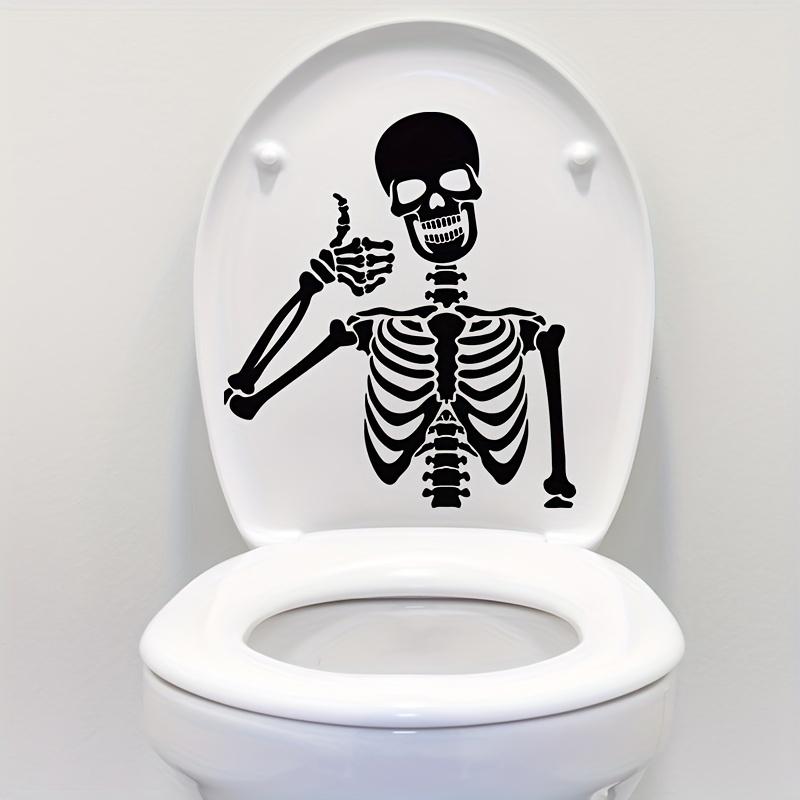 Creepy Chic, Spooky Black Skull Toilet Decal - Bathroom Sticker for Lid & Water Tank, Perfect for Halloween Home Decor