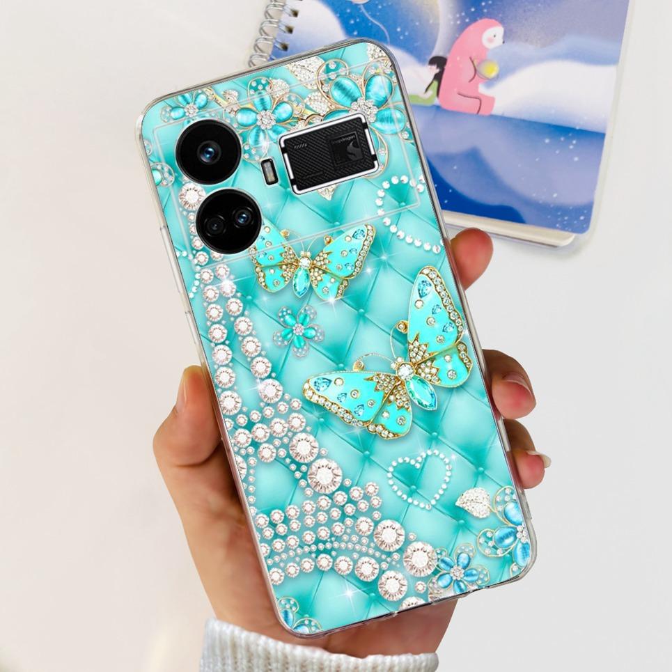 Pro Realme GT5 Pouzdro Průhledné Silikonové Měkký TPU Kryt Pro OPPO Realme GT 5 RealmeGT5 Pouzdra Květinové Mramorové Želé Nárazník Coques