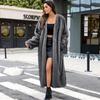Cappotto Lungo da Donna in Finta Pelliccia di Procione Aperto Davanti Caldo Invernale Maxi Capospalla