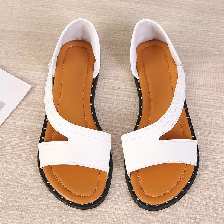 Roman Style Plus Size Fish Mouth Straight Flat Sandals With Open Toe Women's Shoes