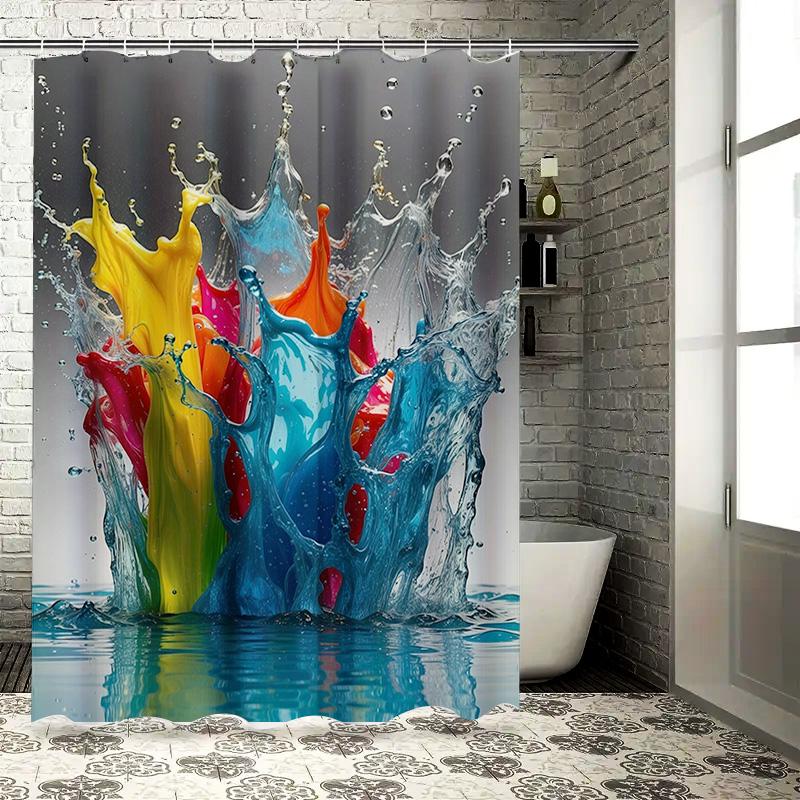 

Bright Splash Shower Curtain Set Waterproof Fabric Bathroom Decor In Multiple Colors! Perfect For A Modern Bath Or Kids Room. Fr W60H190(CM)-1 Pcs