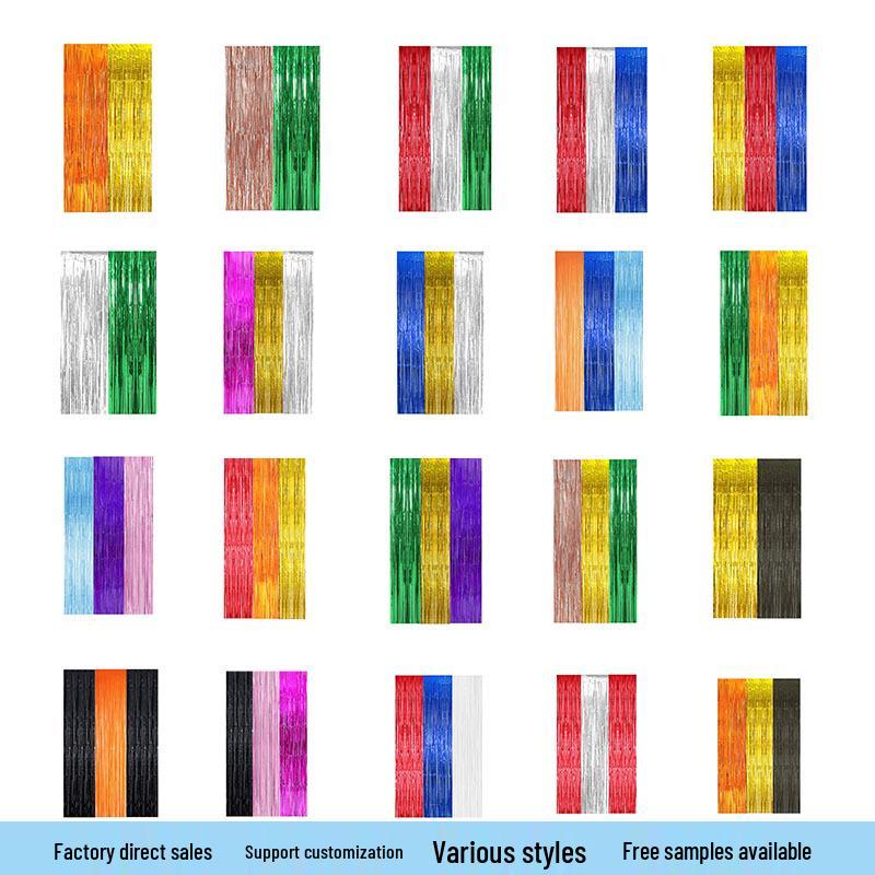 Color-Block Tinsel Curtain 1x2m - Festive Background for Christmas, Halloween, and Birthdays