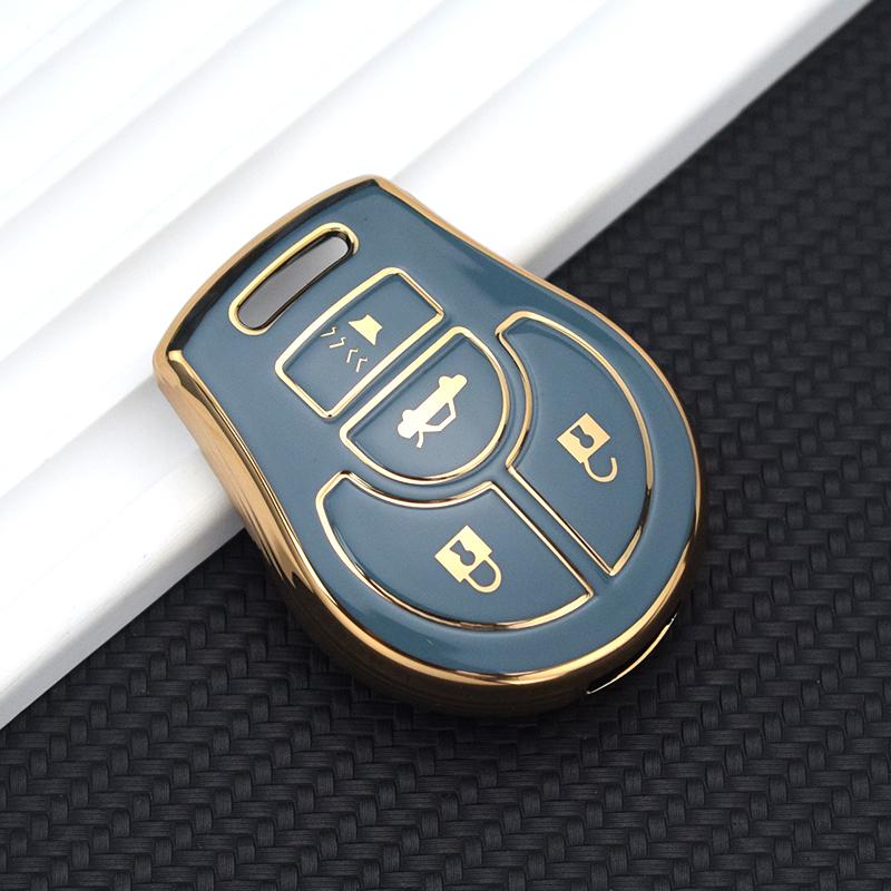 

4 кнопки для Nissan Juke Maxima Pathfinder Rogue 2012 Versa March Tiida Altima Sentra Armada Cube, мягкий чехол из ТПУ для ключей от машины серый