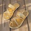 Gold Clip Toe Flat Sandals Women Summer Lightweight Non Slip Beach Flip Flops Woman 43 Outdoor Slippers