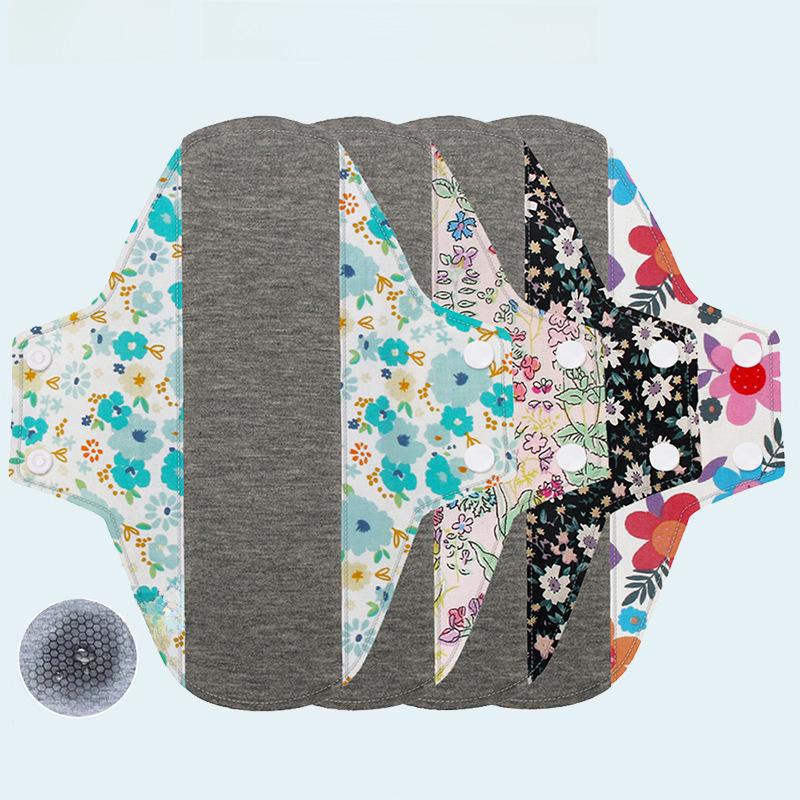 Serviettes hygiéniques lavables en coton graphène de 23 cm, serviettes hygiéniques antibactériennes réutilisables
