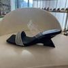2025 summer new open-toe slippers fashion outerwear temperament square head sexy rhinestone with thick heel sandals high heels