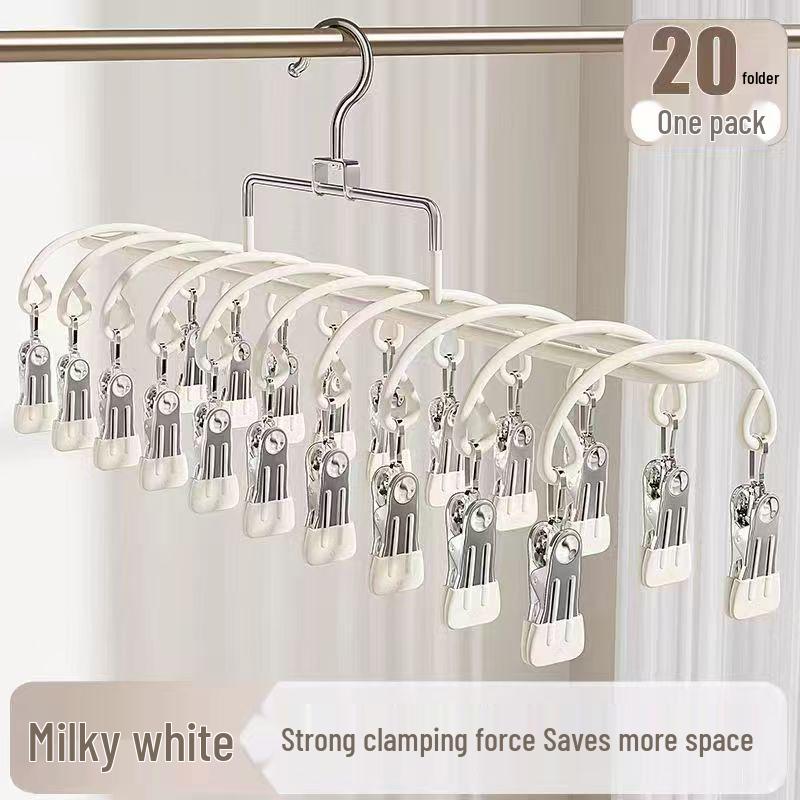 

Stainless Steel Double-Row Drying Rack with Clips for Socks & Underwear - Windproof for Dorms & Balconies