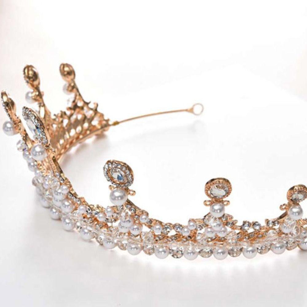Crystal Wedding Tiaras Pearl Rhinestone Bridal Crown Jewelry Crown Princess Diadem Girl