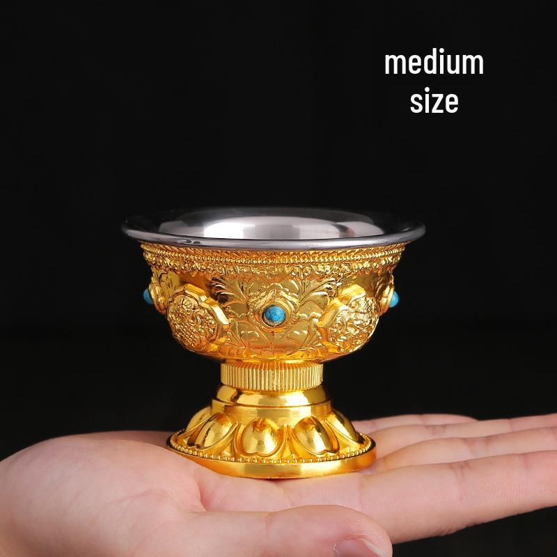 Bofu Auspicious Symbols Water Offering Cups Set with Liner - Holy & Purifying Dharma Protector Bowls