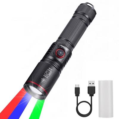 Alonefire SV96 Multifunctional Flashlight with and Blue 4 LEDs In Strobe Charging Lithium for Nighttime and Emergency Use Red, White, Green, Lights,