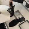 High Heeled Sandals Woven Hollow Out Breathable Roman Shoes Womens Mules Wedge Slingback Slippers