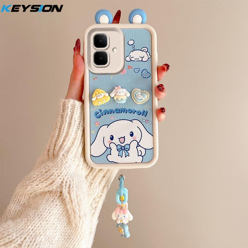 

KEYSION Cute Ear 3D Cartoon Case for Infinix Smart 10 with Bracelet Soft Silicone Shockproof Phone Cover for Infinix Smart 10 for Infinix Smart 10