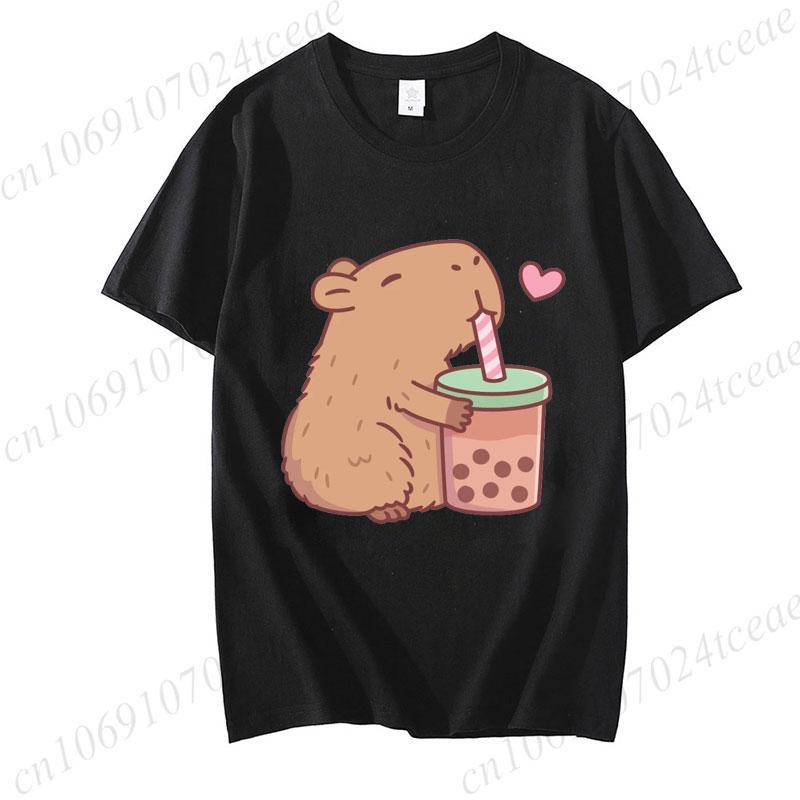 

Летняя Новая Модная Футболка с Принтом Капибары Милая Взрослая Детская Футболка с Коротким Рукавом Милая Мода Женская Мужская Футболка для Мальчика и Девочки S