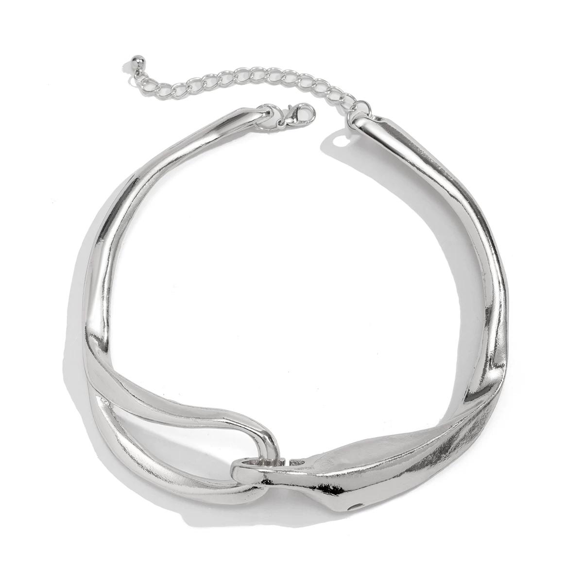 

Fashion Coarse Metal Patchwork Female Clavicle Chain Geometry серебряный