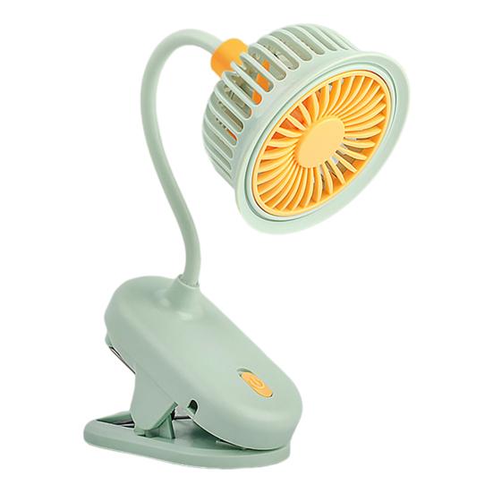 Mini Clip-on Desk Fan with Flexible Neck 360 Degree Adjustable USB Rechargeable Summer зелёный