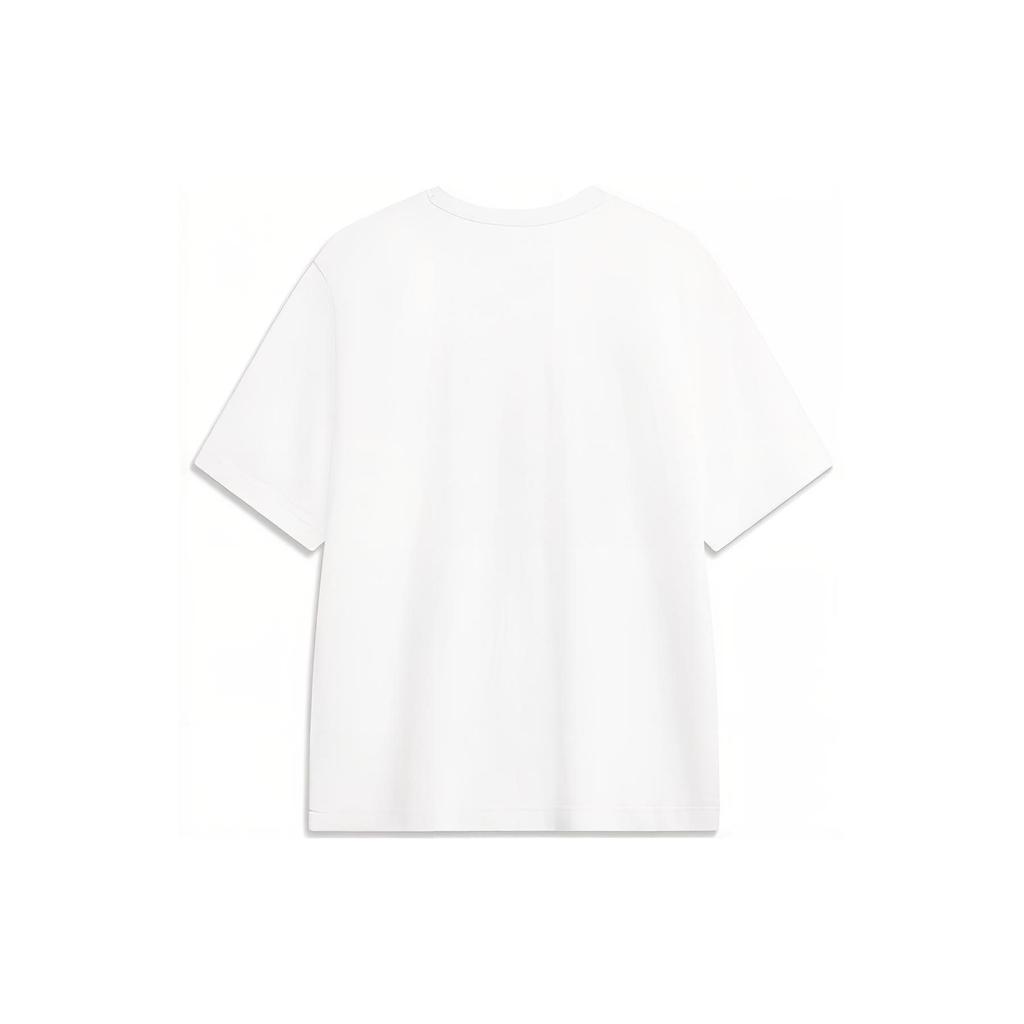 Li Ning Sports Fashion Series Cartoon Illustration Logo Print Round Neck Short Sleeve T-Shirt Unisex T-Shirt White AHST921-1