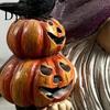 Unique Holiday Shelf Decor Halloween Gnome Statue, EEK BOO Resin Elf Dwarf Figurine with Pumpkin Creative Indoor Party Tabletop Crow Skull,