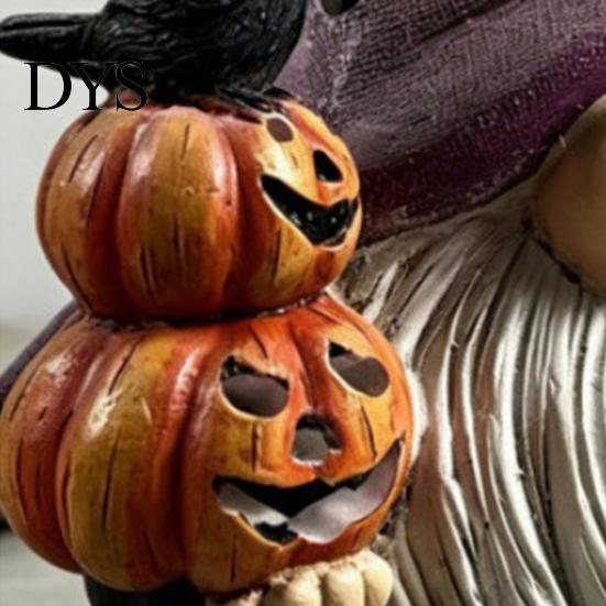 Unique Holiday Shelf Decor Halloween Gnome Statue, EEK BOO Resin Elf Dwarf Figurine with Pumpkin Creative Indoor Party Tabletop Crow Skull,