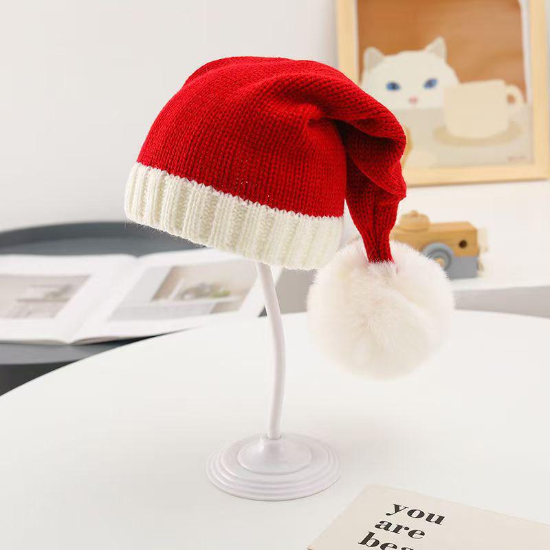 Parent-Child Knitted Santa Wool Hat - Red Winter Christmas Decoration