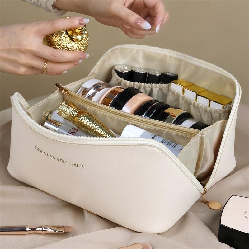 Portable Large Capacity PU Portable Toiletry Bag Travel Storage Bag Organ Pillow Makeup Bag