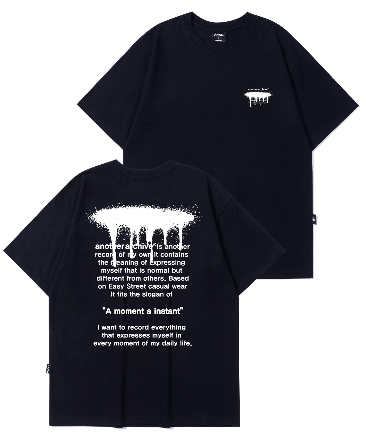 Another Archive Spray Lettering Logo Short Sleeve T-Shirt_Navy Black/L