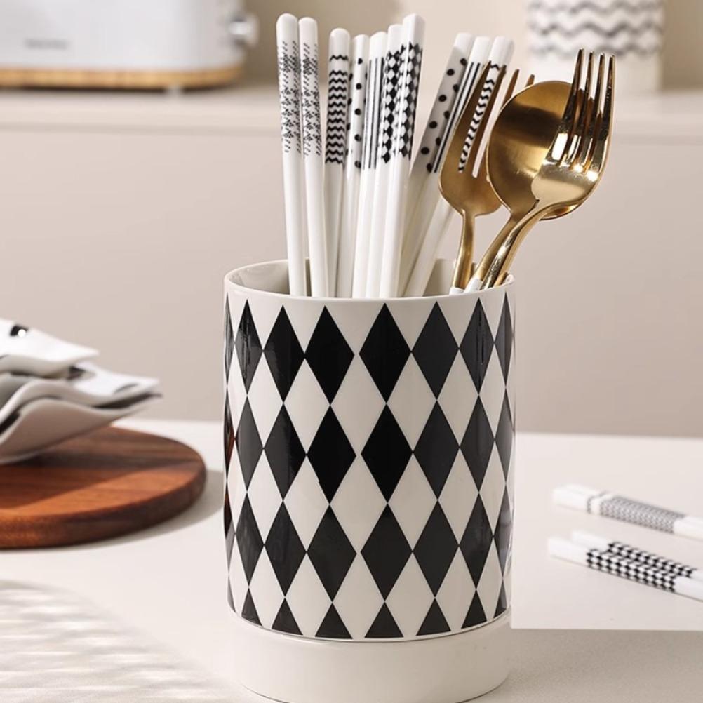 Minimalism Chopstick Cage Ceramic Chopstick Holder Filterable Water Chopstick Bucket Kitchen Organizers Kitchens Accessories