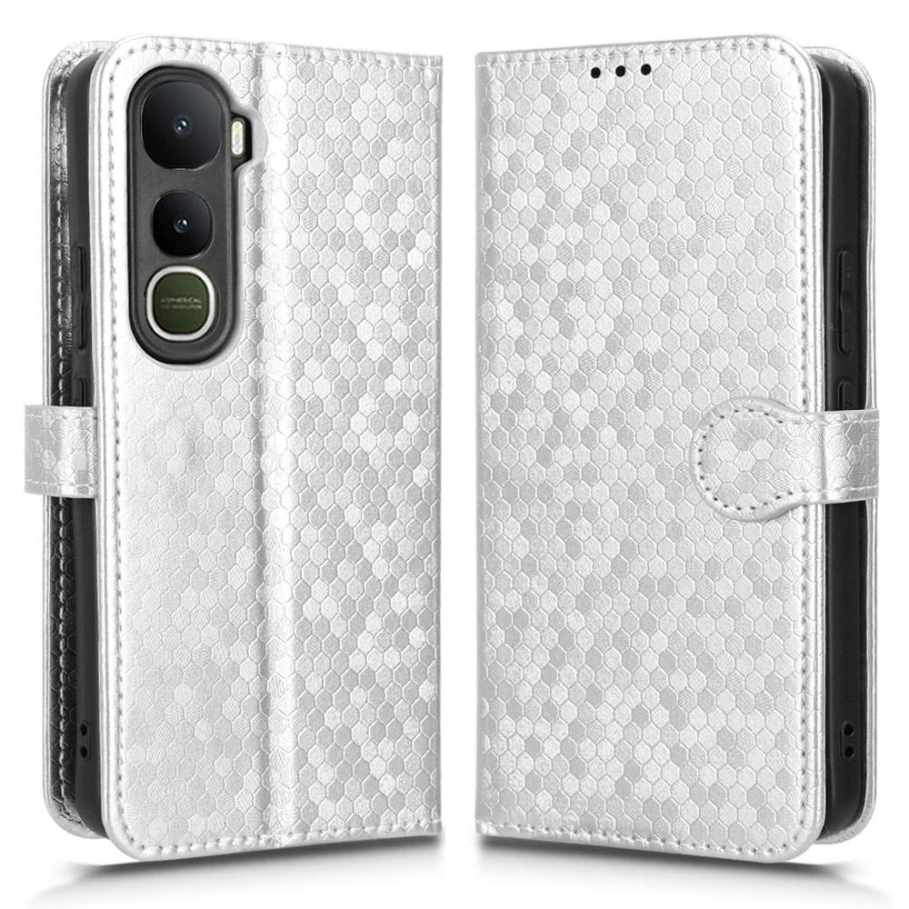 For vivo Y400 5G Wallet Case Dot Pattern Imprint PU Leather Phone Cover with Wrist Strap