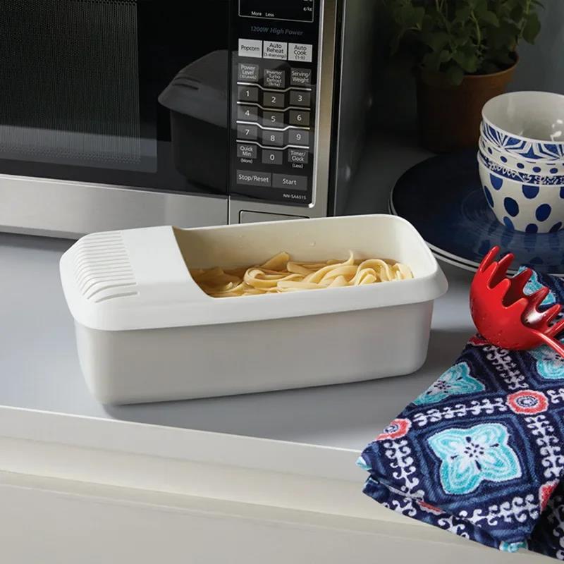 Microwave Pasta Cooker with Strainer Heat Resistant Boat Steamer Spaghetti Noodle Cooking Box Tool Kitchen Accessories