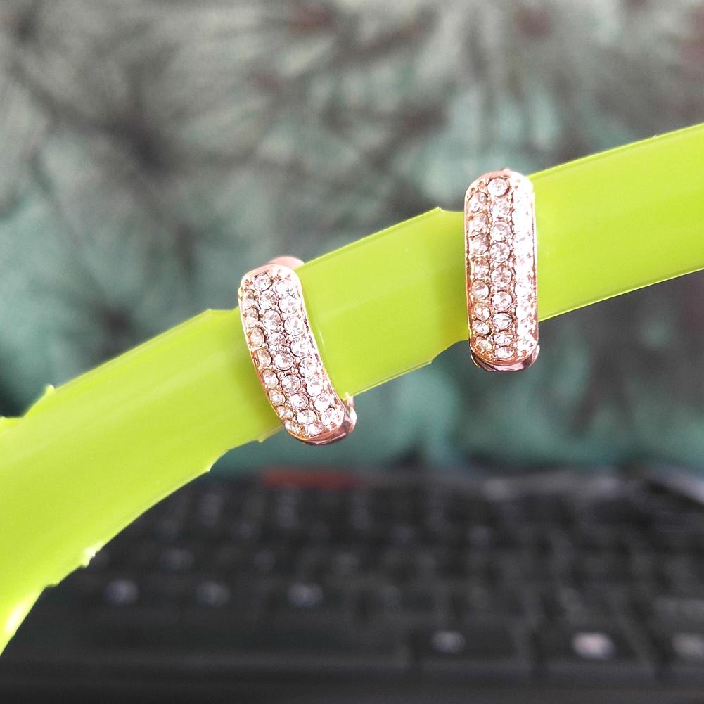 Women Gold Color Glamorous White Crystal Twinkling Unique Hollow Earrings