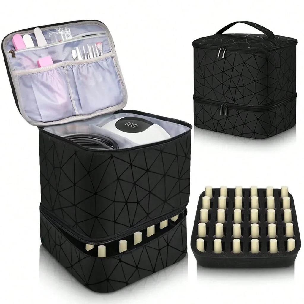 Portable Double-layer Nail Polish Storage Bag Organizer Travel Essential Oil Storage Box Multi-function Storage Bag