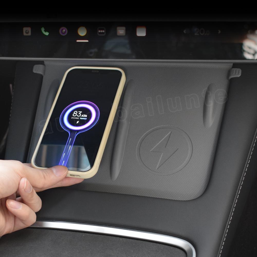 Front Central Control Storage Box Wireless Charging Anti-skid Pad Water Cup Holder For Tesla Model 3 Model Y