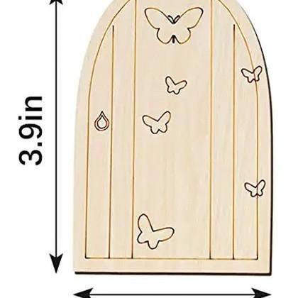 10pcs Fairy Door Miniature Wooden Garden Doors Windows Unfinished Window Mini House DIY Craft for Wall Home Party Decoration